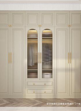 美式全樱木柜现代简约卧室衣实玻璃门大衣橱XBYG1轻奢桃木收纳柜