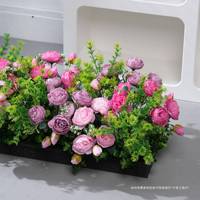 仿真藝隔斷花槽花假花塑料花束箱組花合綠植景室外柵欄造裝飾y375