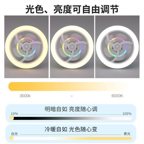 现代简约餐厅吸灯顶风680灯e27螺口遥吊控扇led客扇厅幻彩摇头风