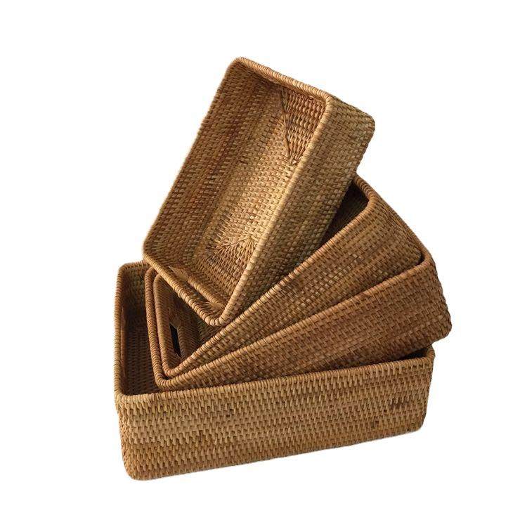 越南秋藤手工藤编家居藤编收纳筐真藤编长方形提口储物篮置物箱,收纳整理,脏衣篮,淘宝优惠券,粉丝福利购,淘宝优惠卷