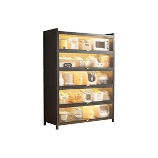 厨房置物架大容量多层餐边柜多功能微波炉锅具储物柜防尘收纳柜