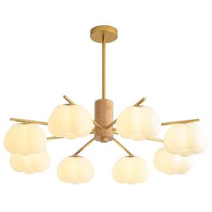 棉花客厅吊灯日式 奶油原木风柿子创意现代简约餐厅主卧室房间灯具