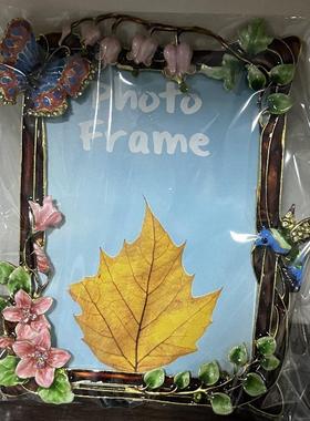 欧式创意家居田园动物花鸟6寸7寸金属相框镶钻珐琅彩照片像框摆台