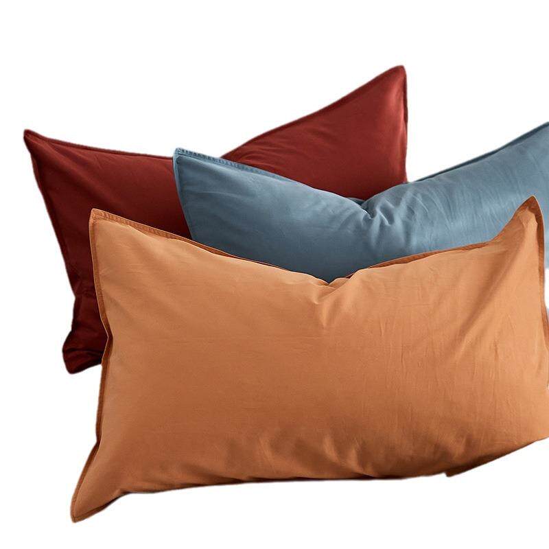 加厚秋冬磨毛枕套一对装素色全棉纯棉枕头套纯色整套枕头袋48*74