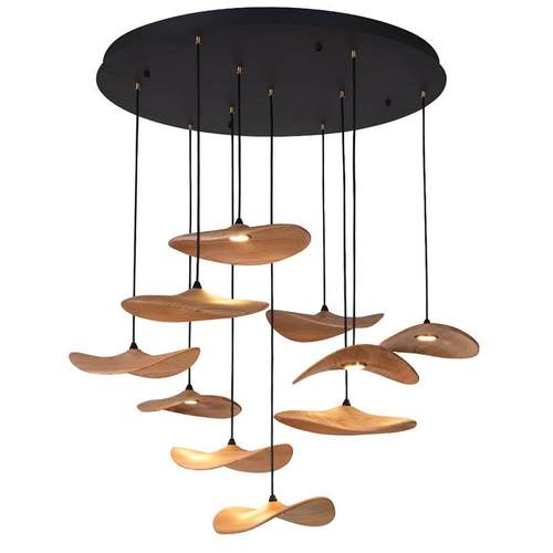 空叶设计师客厅灯茶室吊灯餐厅灯复古新中式日式侘寂风实木楼梯