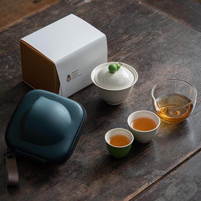 葫芦旅行茶具套装一壶二杯功夫茶具便携式陶瓷快客杯礼品