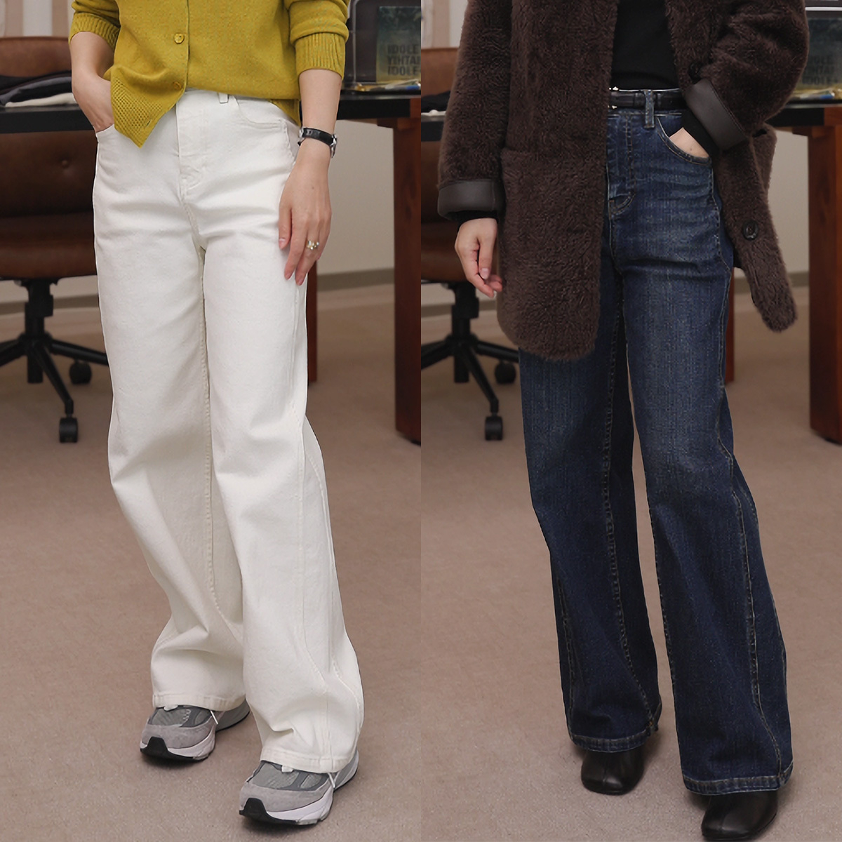 一支探戈丨小个子极简侧缝前移显瘦立裁直筒牛仔裤B版本2546004