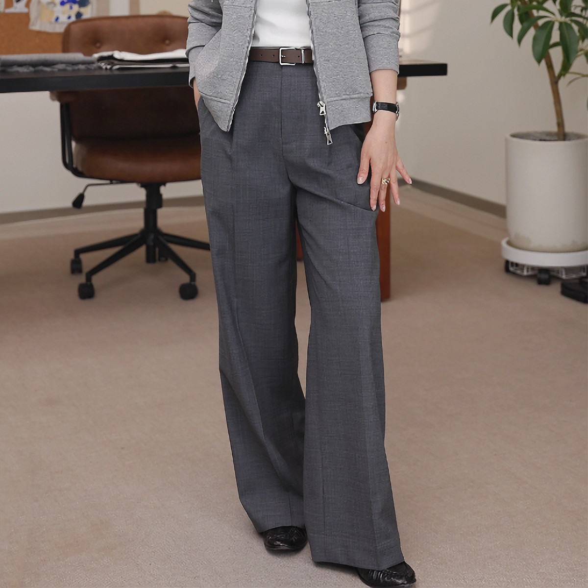 一支探戈丨小个子极简 1oo%羊毛老钱风连腰阔腿西裤2610520,女装/女士精品,休闲裤,淘宝优惠券,粉丝福利购,淘宝优惠卷