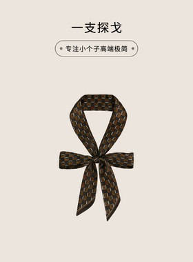 一支探戈小个子女装老钱风复古印花丝巾飘带P303003