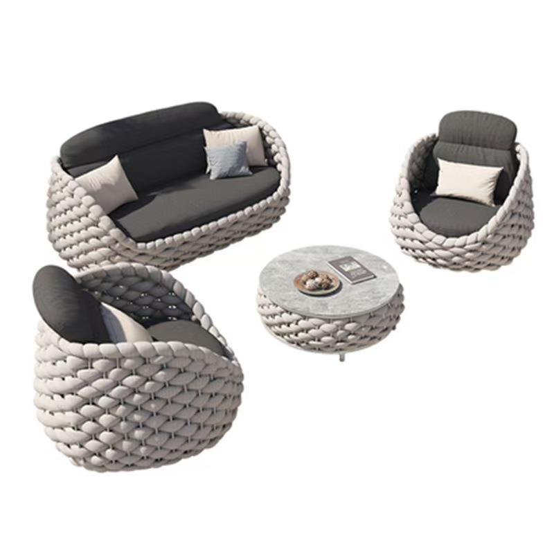 户外沙发庭院别墅阳台藤编室外露台休闲桌椅露天花园藤沙发家具