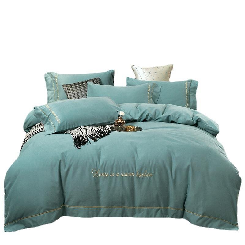 PS80全秋冬季加厚棉磨毛四件套纯棉支100单被套轻奢裸睡床床上用