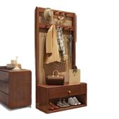 实木衣帽架落地卧室换鞋 凳挂衣架一体置物架入户进门鞋 架储物收纳