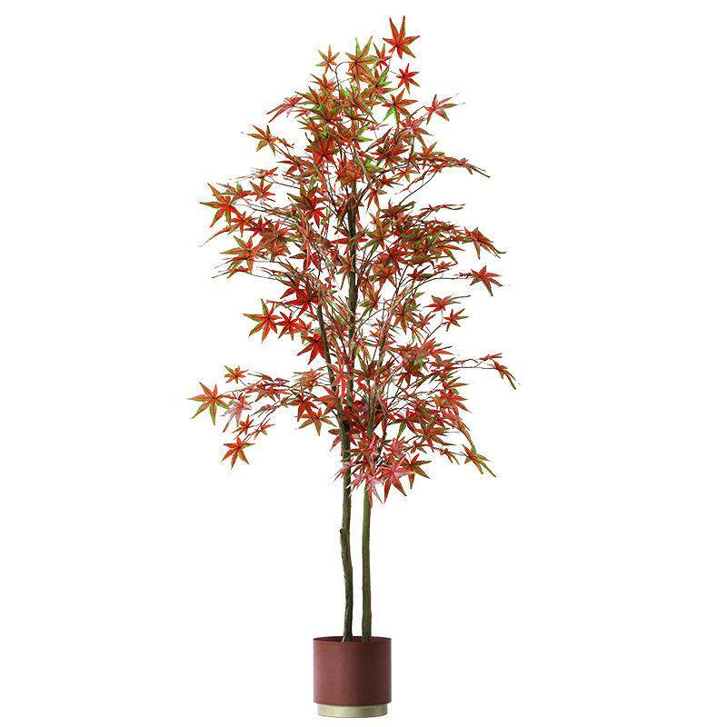 仿真红枫叶植物假盆栽摆件新中式假盆景造景落地装饰绿植仿真花