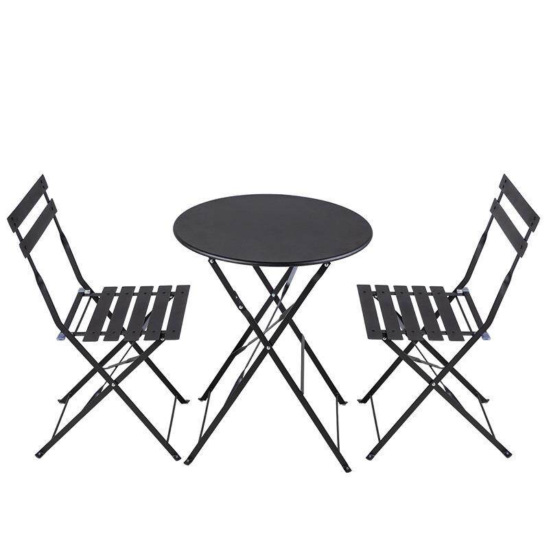 家用折叠铁艺餐桌椅套装简约咖啡厅奶茶店甜品店洽谈桌子户外休闲