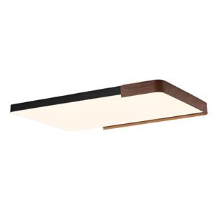 意式护眼书房灯极简圆形卧室吸顶灯胡桃木纹中古风主卧灯房间灯具