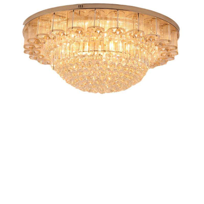 奢华大气led欧式客厅灯金色水晶灯吸顶灯圆形餐厅灯卧室灯吸顶灯