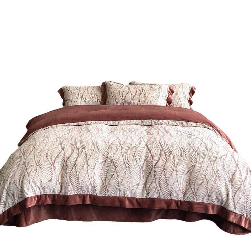 冬季保暖煦暖绒四件套轻奢风雕花加厚双面绒1.2m被套床品紫砂蓝色,床上用品,床品套件/四件套/多件套,淘宝优惠券,粉丝福利购,淘宝优惠卷