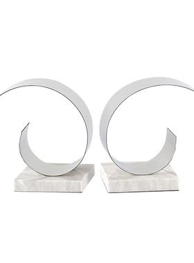 北欧样板房摆件客厅书桌几何大理石书档办公桌轻奢书靠书立装饰品