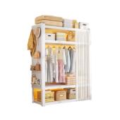 家用简约置物架衣柜挂衣架多功能简易组装 落地卧室宿舍衣橱角钢架