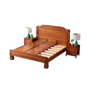 实木床金花梨木1.8米双人床雕花格木大床卧室明清中式古典仿古床