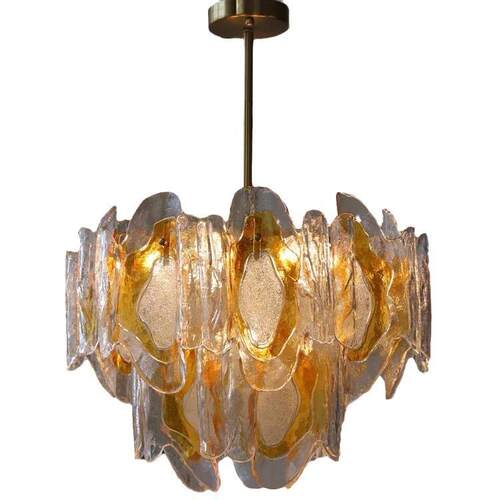 法式复古风透明琥珀色艺术玻璃吊灯复式楼卧室餐厅客厅设计师主灯