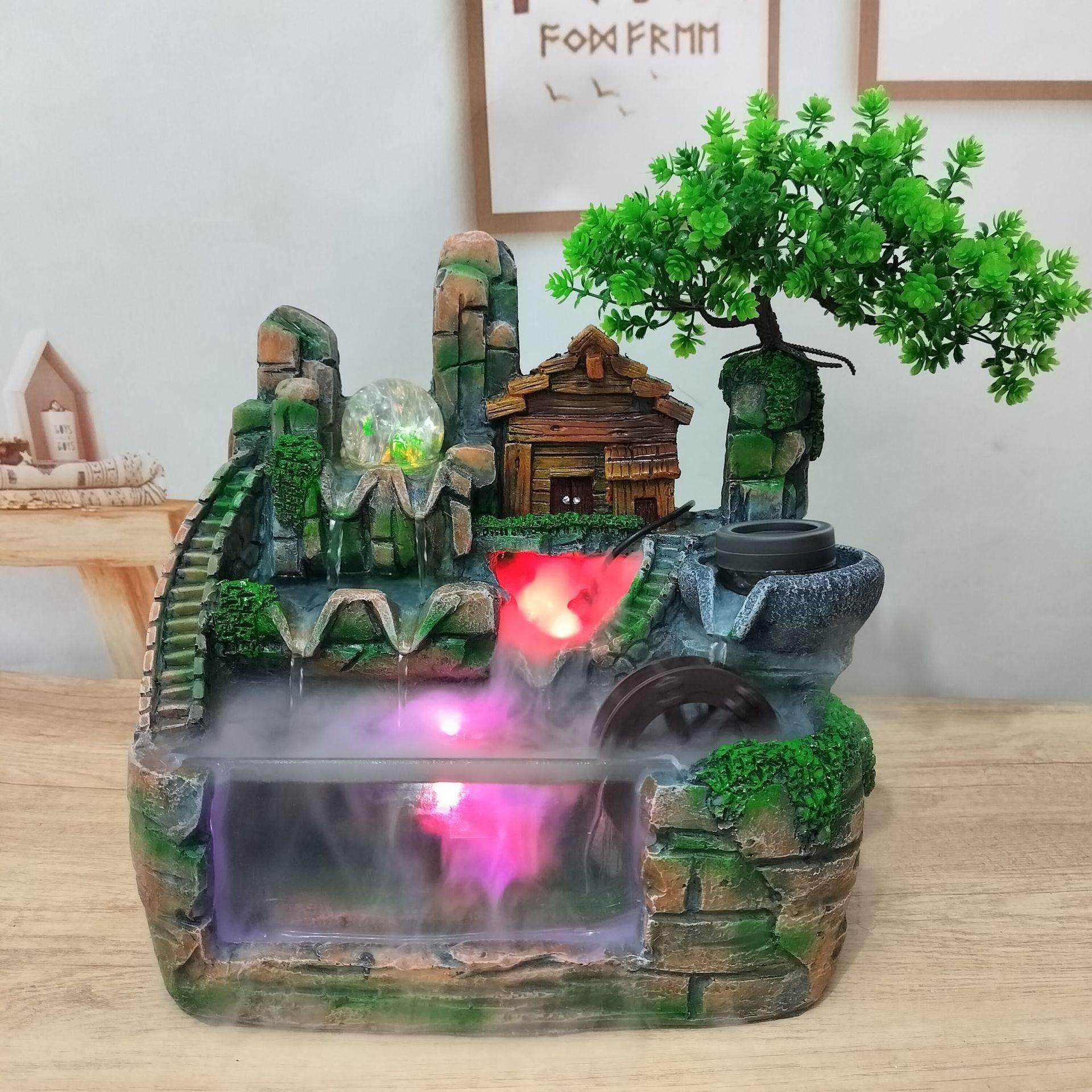 流水鱼缸摆件含小树循环水桌面喷泉室内柜台客厅装饰现货供应,家居饰品,流水摆件,淘宝优惠券,粉丝福利购,淘宝优惠卷