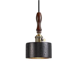 日式侘寂风黄洞石吊灯复古餐厅吧台LED黑色洞石灯卧室床头墙壁灯