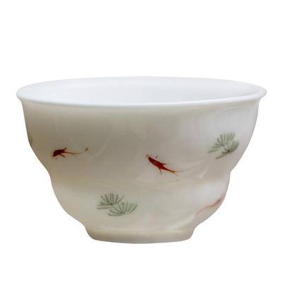 杏白釉手绘葫芦茶杯白瓷品茗杯主人杯纯色客杯家用功夫茶具普洱杯