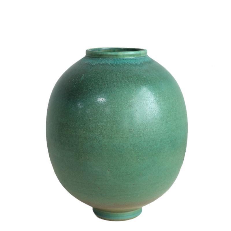 侘寂风陶花瓷RJD花瓶青釉月罐桌面玄关电视柜茶空间日式古器复摆