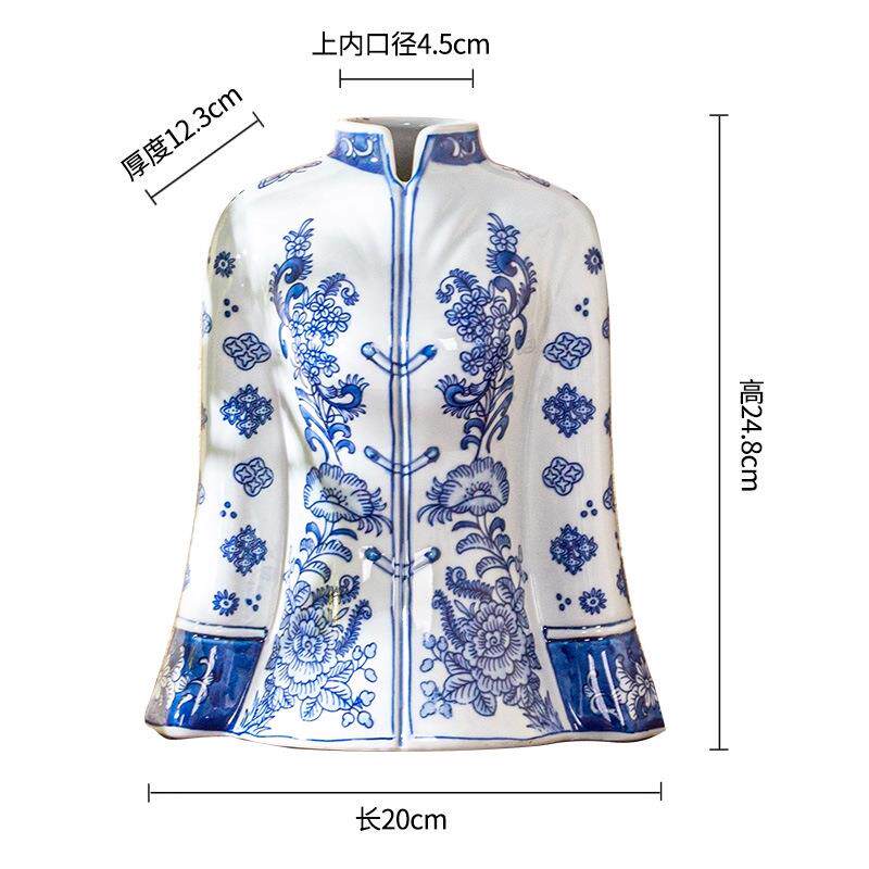 景德镇新中式陶瓷旗袍花瓶可水培高温烧制玄关客厅陶瓷装饰花瓶