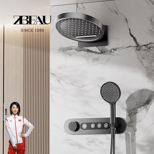 暗装 花洒全铜恒温旋钮按键热熔入墙式 家用圆形顶喷淋浴套装
