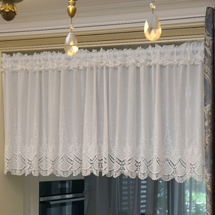 法式刺绣门帘半帘窗帘短款帘美式隔断帘厨房窗户柜子屏风遮挡