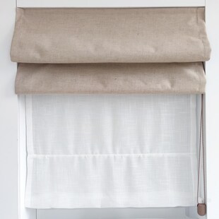 日夜罗马帘窗帘全遮光卷帘电动2024新款拉卷式双层亚麻升降折叠