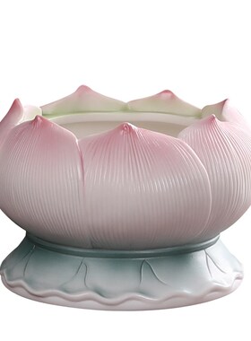 久畔陶瓷青粉莲花瓣香炉家用供奉佛前摆件观音财神线香炉插香供香