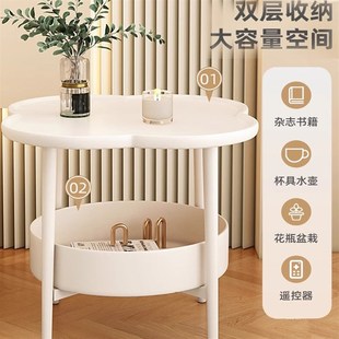 沙发边几家用小推车床头柜置物架卧室阳台迷你桌子 奶油风2025新款