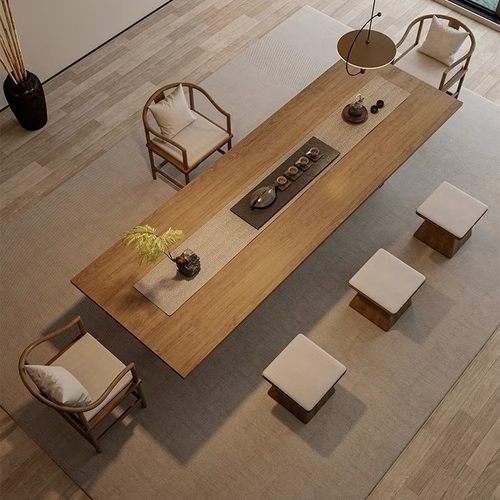 新中式实木大板泡茶台喝茶桌椅组合简约轻奢高端客厅办公室茶桌