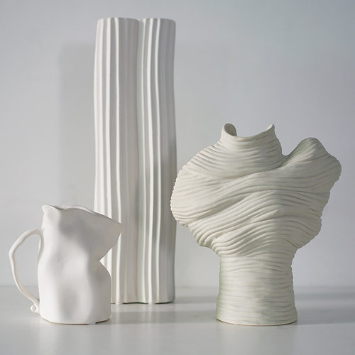 北欧简约陶瓷花瓶摆件干花插花器创意艺术客厅电视柜桌面摆件装饰