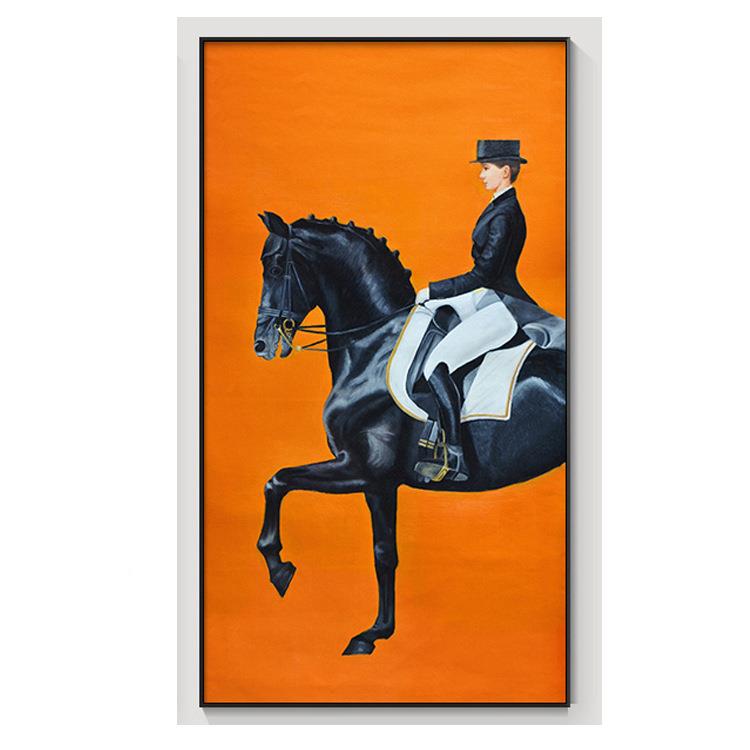 北欧橙AXL-459饰色马大骑气公室装画客厅画餐厅墙画走办道玄关挂