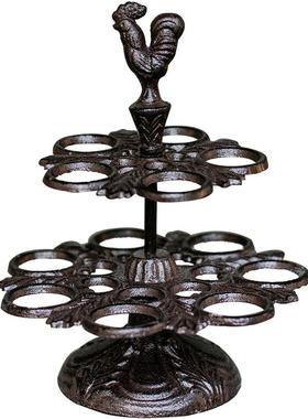 美式乡村装饰铸铁双层鸡蛋架鸡蛋篮美妆蛋收纳架子收纳创意鸡蛋托