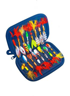旋转亮片假饵16pcs噪音亮片组合鱼饵套装羽毛鱼饵亮片饵