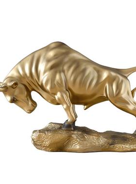 招财金牛装饰摆件创意现代牛办公室桌面商务高档书柜牛市家居饰品