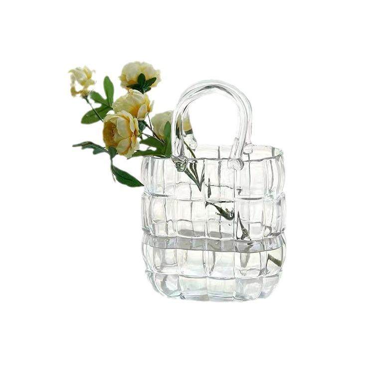 网红透明玻璃包包花瓶手提篮摆件创意轻奢客厅水养插花鱼缸装饰品,家居饰品,花瓶,淘宝优惠券,粉丝福利购,淘宝优惠卷