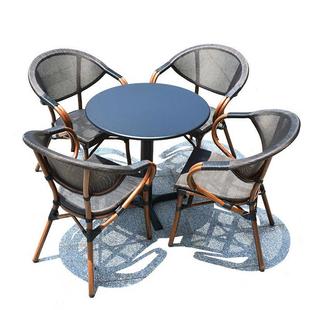 户外咖啡厅桌椅室外商业街摆放休闲藤桌椅阳台桌椅三件套室外藤椅