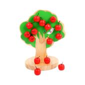儿童磁力木质苹果树摆件新生儿手工摘苹果游戏幼儿园益智玩具