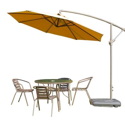 户外桌椅套装带香蕉伞庭院铁艺室外露台咖啡厅奶茶店外摆桌椅组合