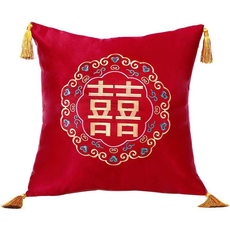 结婚压床喜字刺绣抱枕婚庆婚房客厅沙发红色靠枕,节庆用品/礼品,陪嫁用品套装,淘宝优惠券,粉丝福利购,淘宝优惠卷