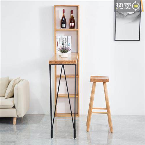 博言小户型实木吧台桌家用客厅隔间酒柜玄关柜北欧高脚桌子酒吧