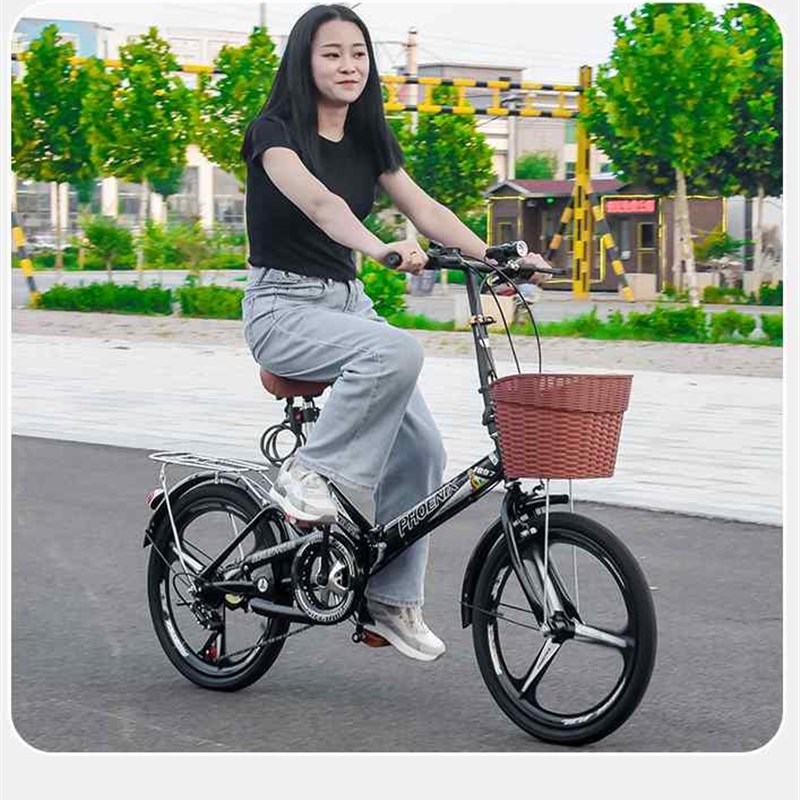 凤凰折叠自行车男女士超轻可携式成人单车变速单速减振中小学生单
