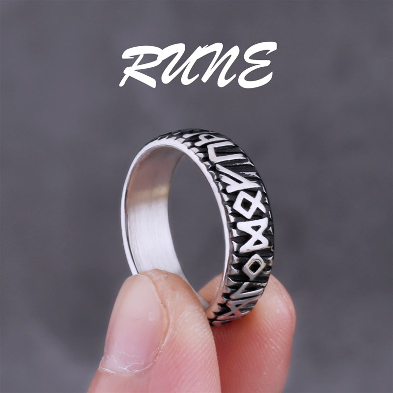 Norse Mythology Viking Rune Mens Ring Stainless Steel Simpl
