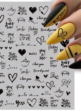 1PCS D Laers Hear Letter Nail StiRCHckerA Nail rt Decorattio